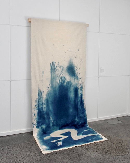 Cyanotype textile installation